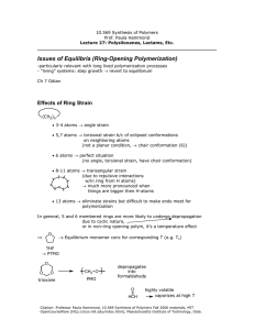 Issues of Equilibria (Ring-Opening Polymerization)