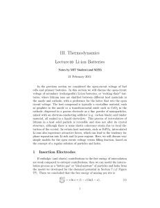 Thermodynamics III. Li-ion Batteries Lecture
