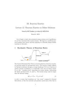 III. Reaction Kinetics Lecture 12:  Reaction Kinetics in Dilute Solutions