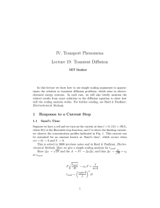 IV. Transport Phenomena Lecture 19:  Transient Diffusion MIT Student