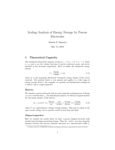 Analysis of Energy Storage by Porous Scaling  Electrodes