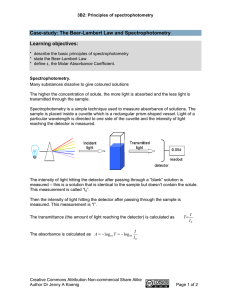 Case-study: The Beer-Lambert Law and Spectrophotometry Learning objectives:
