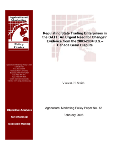 Regulating State Trading Enterprises in Evidence from the 2003-2004 U.S.–