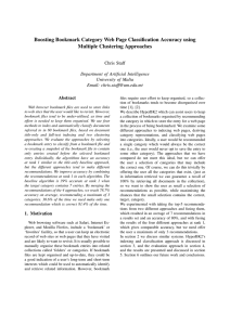 Boosting Bookmark Category Web Page Classification Accuracy using Multiple Clustering Approaches