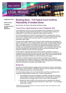 Breaking News – Full Federal Court Confirms Patentability of Isolated Genes