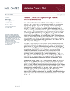 Intellectual Property Alert Federal Circuit Changes Design Patent Invalidity Standards
