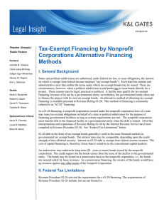Tax-Exempt Financing by Nonprofit Corporations Alternative Financing Methods