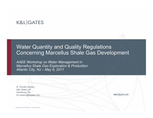 Water Quantity and Quality Regulations Concerning Marcellus Shale Gas Development