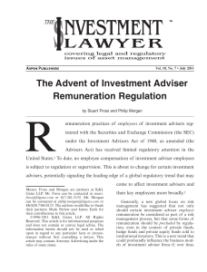 R The Advent of Investment Adviser Remuneration Regulation