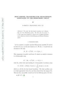 HEAT KERNEL TRANSFORM FOR NILMANIFOLDS ASSOCIATED TO THE HEISENBERG GROUP BY