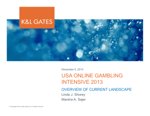 USA ONLINE GAMBLING INTENSIVE 2013 OVERVIEW OF CURRENT LANDSCAPE Linda J. Shorey