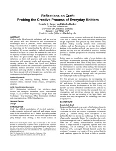 Reflections on Craft: Probing the Creative Process of Everyday Knitters