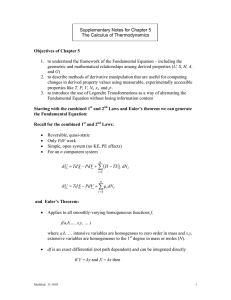 Supplementary Notes for Chapter 5 The Calculus of Thermodynamics
