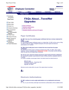 FAQs About...TravelNet Upgrades Page 1 of 4 Pass/Travel FAQ