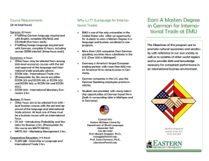 Earn A Masters Degree in German for Interna- tional Trade at EMU