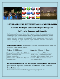 LANGUAGES AND INTERNATIONAL CAREERS (LIC) Eastern Michigan University Degree Programs