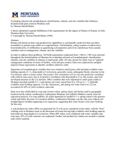 Evaluating selected soil morphological, classification, climatic, and site variables that... dryland small grain yield on Montana soils