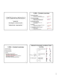 1.050 – Content overview 1.050 Engineering Mechanics I