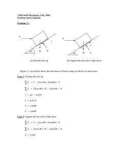 1.050 Solid Mechanics, Fall, 2004 Problem Set#1 Solution Problem 1.1 F