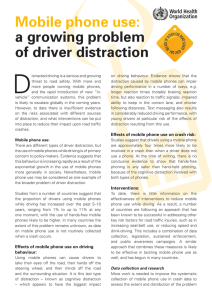 D Mobile phone use: a growing problem of driver distraction