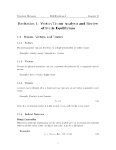 Recitation  1:  Vector/Tensor  Analysis  and ... of  Static  Equilibrium 1.1.1  Scalars