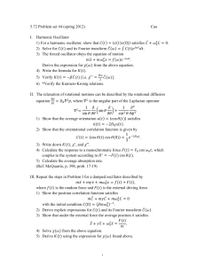 5.72 Problem set #4 (spring 2012) Cao I.  Harmonic Oscillator