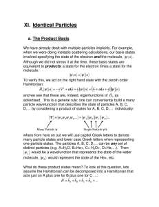 XI.  Identical Particles a. The Product Basis