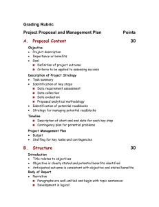 Grading Rubric Project Proposal and Management Plan Points 30