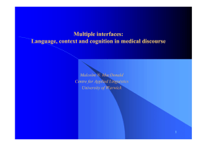 Multiple interfaces: Language, context and cognition in medical discourse