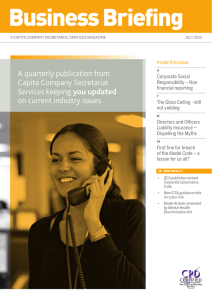 Business Briefing A quarterly publication from Capita Company Secretarial you updated