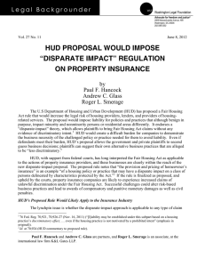 HUD PROPOSAL WOULD IMPOSE “DISPARATE IMPACT” REGULATION ON PROPERTY INSURANCE
