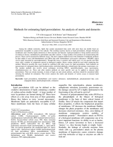 Methods for estimating lipid peroxidation: An analysis of merits and... Minireview