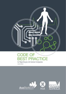 CODE OF BEST PRACTICE for Reporting by Life Science Companies Second Edition
