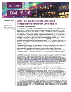 EEOC Files Landmark Suits Challenging Transgender Discrimination Under Title VII