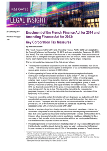 Enactment of the French Finance Act for 2014 and