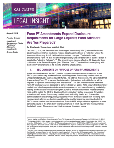 Form PF Amendments Expand Disclosure Requirements for Large Liquidity Fund Advisers: