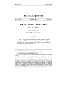 Duke Law Journal THE DILEMMA OF ODIOUS DEBTS  V