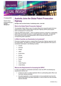 Australia Joins the Global Patent Prosecution Highway