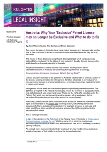 Australia: Why Your 'Exclusive' Patent License it