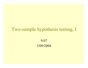 Two-sample hypothesis testing, I 9.07 3/09/2004