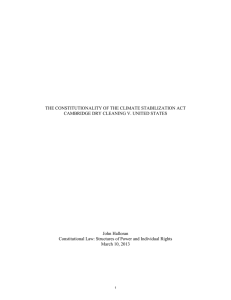 THE CONSTITUTIONALITY OF THE CLIMATE STABILIZATION ACT John Halloran