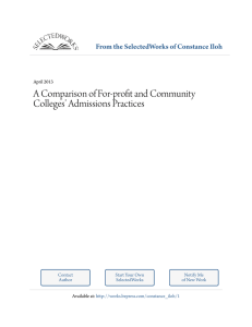 A Comparison of For-profit and Community Colleges’ Admissions Practices