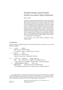 Standard Change and the Finnish Partitive-Accusative Object Distinction Eric K. Acton