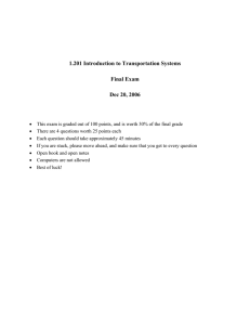 1.201 Introduction to Transportation Systems Final Exam Dec 20, 2006