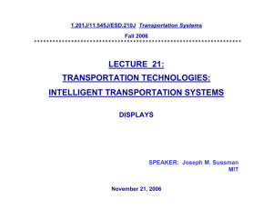 LECTURE  21: TRANSPORTATION TECHNOLOGIES: INTELLIGENT TRANSPORTATION SYSTEMS DISPLAYS