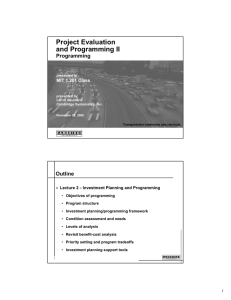 Project Evaluation and Programming II Programming Outline