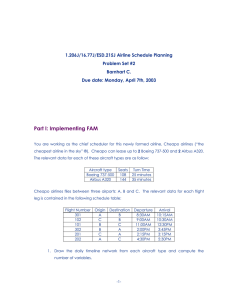 1.206J/16.77J/ESD.215J Airline Schedule Planning Problem Set #2 Barnhart C.