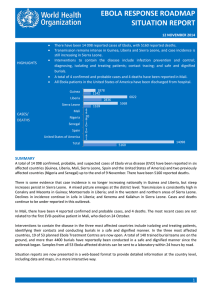 EBOLA RESPONSE ROADMAP SITUATION REPORT EBOLA RESPONSE ROADMAP SITUATION REPORT