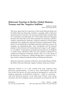 Holocaust Tourism in Berlin: Global Memory, Trauma and the ‘Negative Sublime’