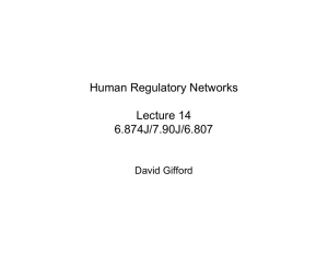 Human Regulatory Networks Lecture 14 6.874J/7.90J/6.807 David Gifford